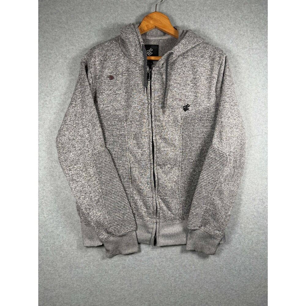 Rocawear Men's L Gray Full Zip Fleece Hoodie Embroidered Logo Streetwear 3914